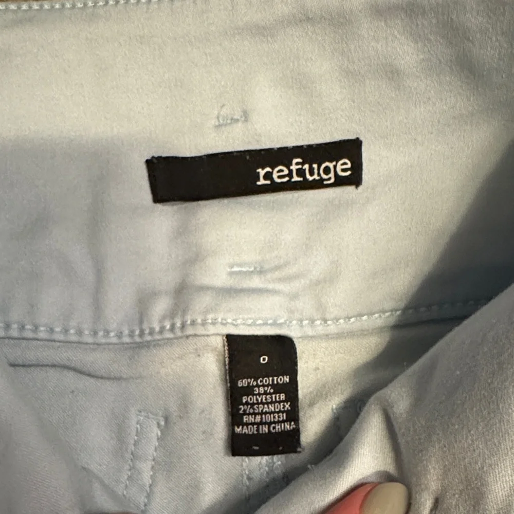 Refuge Light Blue Jean Stretch Shorts